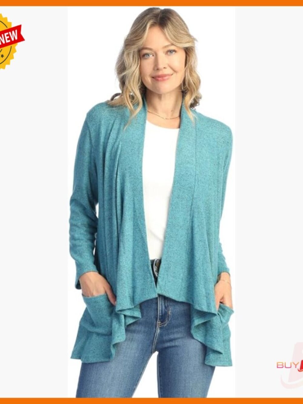 Soft Brushed Hacci Draped Cardigan Light Flowy Sweater Sizes S-3X